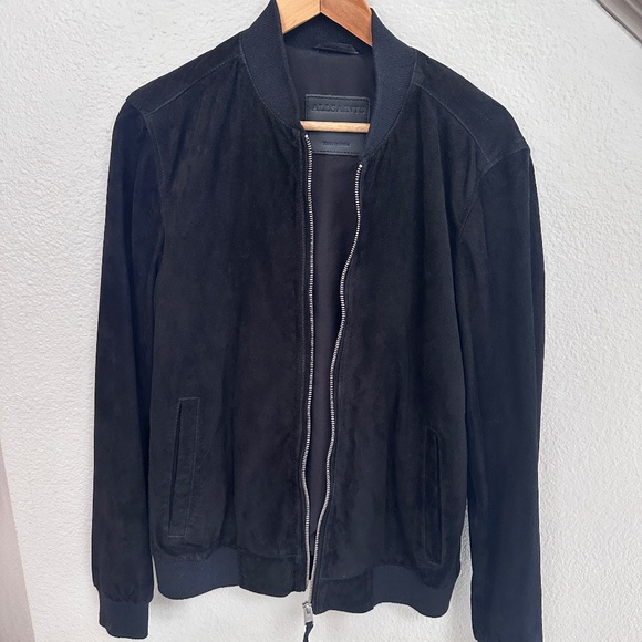 Black Suede Bomber Jacket All Saints - Picture 1 of 5